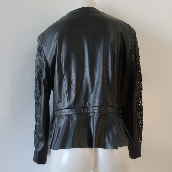 Womens Insight Black Faux Leather Cut Out Details Jacket 12 - Picture 7 of 9